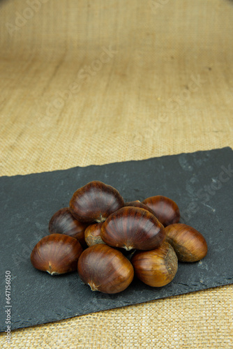 Chestnut on rock table