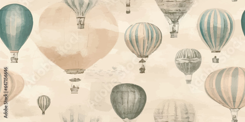 Vintage seamless pattern of hot air balloons and airships , background. Seamless pattern can be used for wallpaper, pattern fills, web page background,surface textures. Gorgeous seamless background