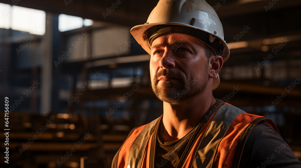 Worker Portrait. In the Heart of Construction Worker Portrait. In the Heart of Construction