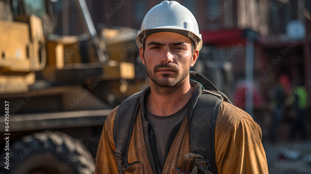 Worker Portrait. In the Heart of Construction Worker Portrait. In the Heart of Construction