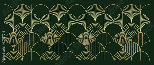 Luxury geometric gold line art and art deco background vector. Abstract geometric frame and elegant art nouveau with delicate. Illustration design for invitation, banner, vip, interior, decoration.