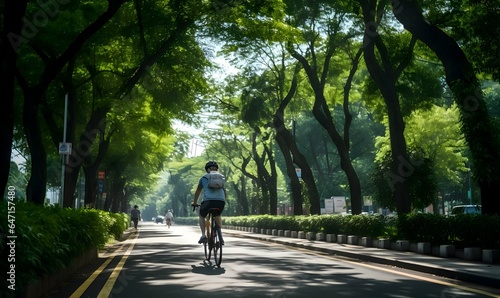 Wallpaper Mural person cycling in the park Torontodigital.ca
