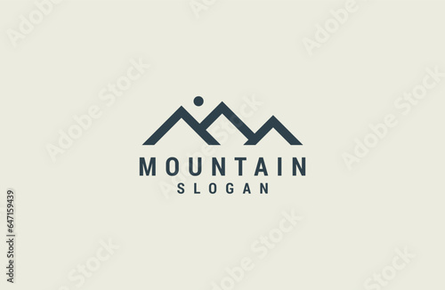Simple and luxury outdoor adventure mountain logo template