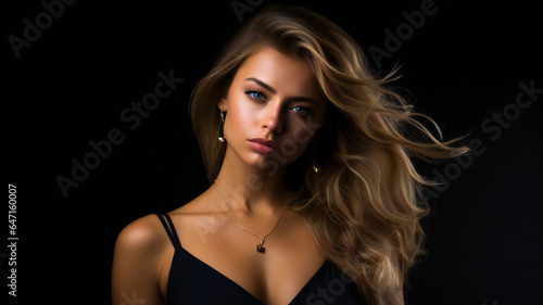 Wallpaper Mural Fashion Portrait on a Dark Background.  Beautiful Woman Posing on Black Torontodigital.ca