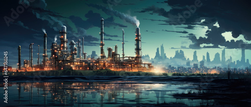 Panoramic view of a petrochemical and refinery industrial area © Ruslan Gilmanshin