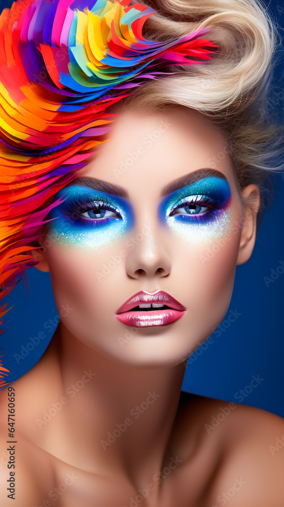 Beautiful woman with bright make-up