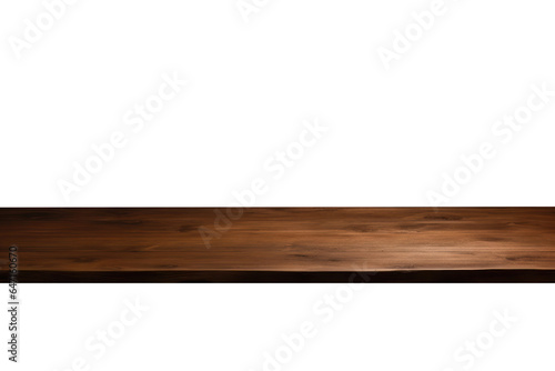 An isolated dark brown wooden table top as a PNG © Mirador