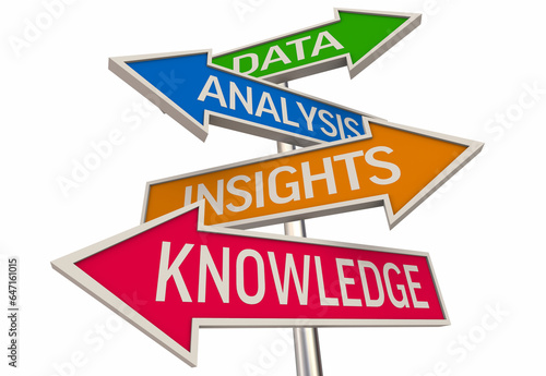 Data Information Insights Knowledge Arrow Signs Learn Direction 3d Illustration © iQoncept