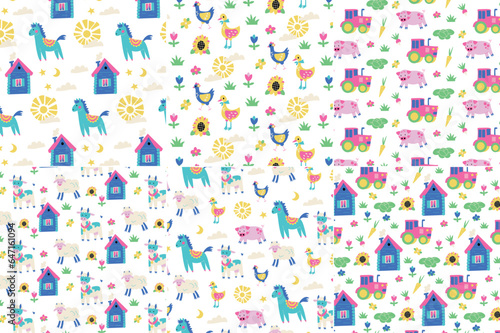 Village & Farm Kid Seamless Pattern