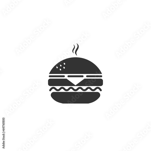 Fast food icon, burger icon. Vector simple black isolated illustration