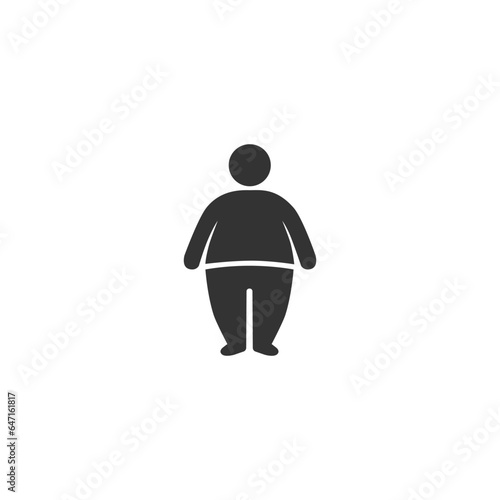 Fat Man Weight Gain Icon Isolated on Black and White Vector