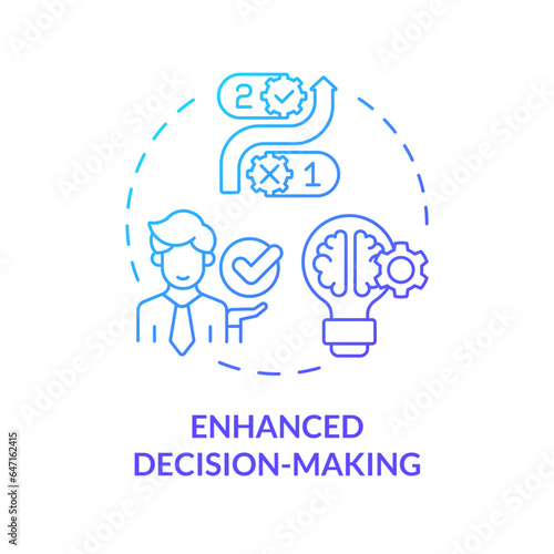 2D gradient icon enhanced decision making concept, isolated vector, mindful entrepreneurship thin line illustration.