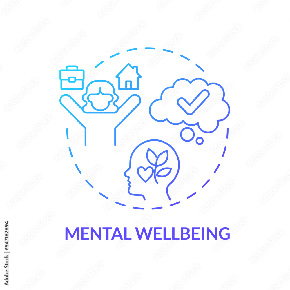 2D gradient icon mental wellbeing concept, isolated vector, mindful entrepreneurship thin line illustration. 2D gradient icon mental wellbeing concept, isolated vector, mindful entrepreneurship thin line illustration.