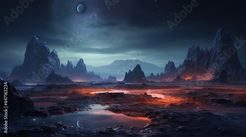 Alien rocky planet landscape