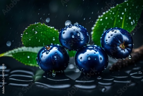 water drops on blue berries 