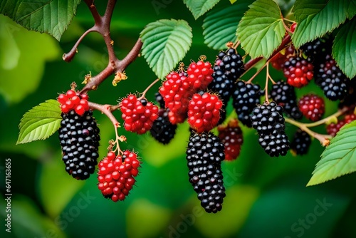 black and red berries on a bush