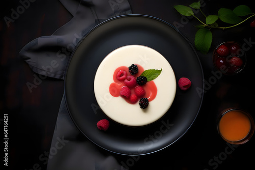 Panna Cotta, creamy dessert in a dish
