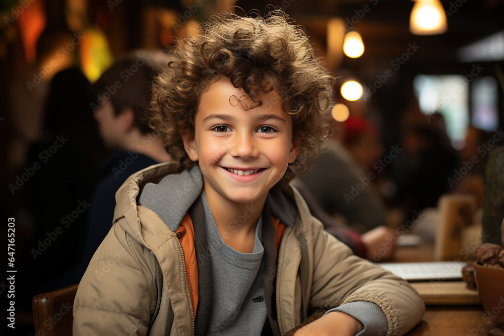 Boy smiling at the camera while sitting in a classroom Boy smiling at the camera while sitting in a classroom