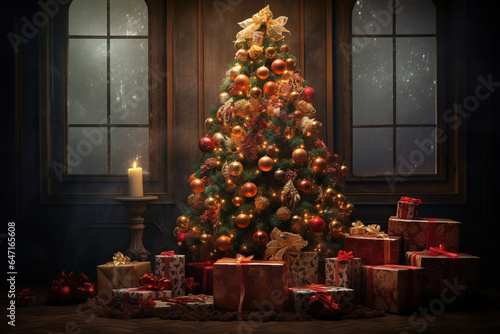 Fantasy Christmas tree with gifts