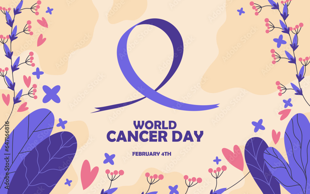 Flat world cancer day background vector
