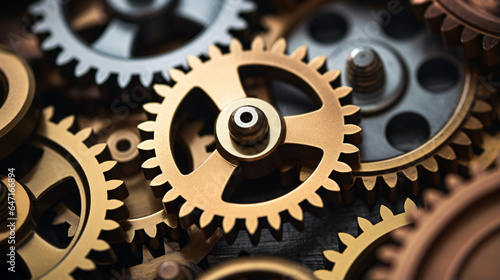Close-up of gears with copy space