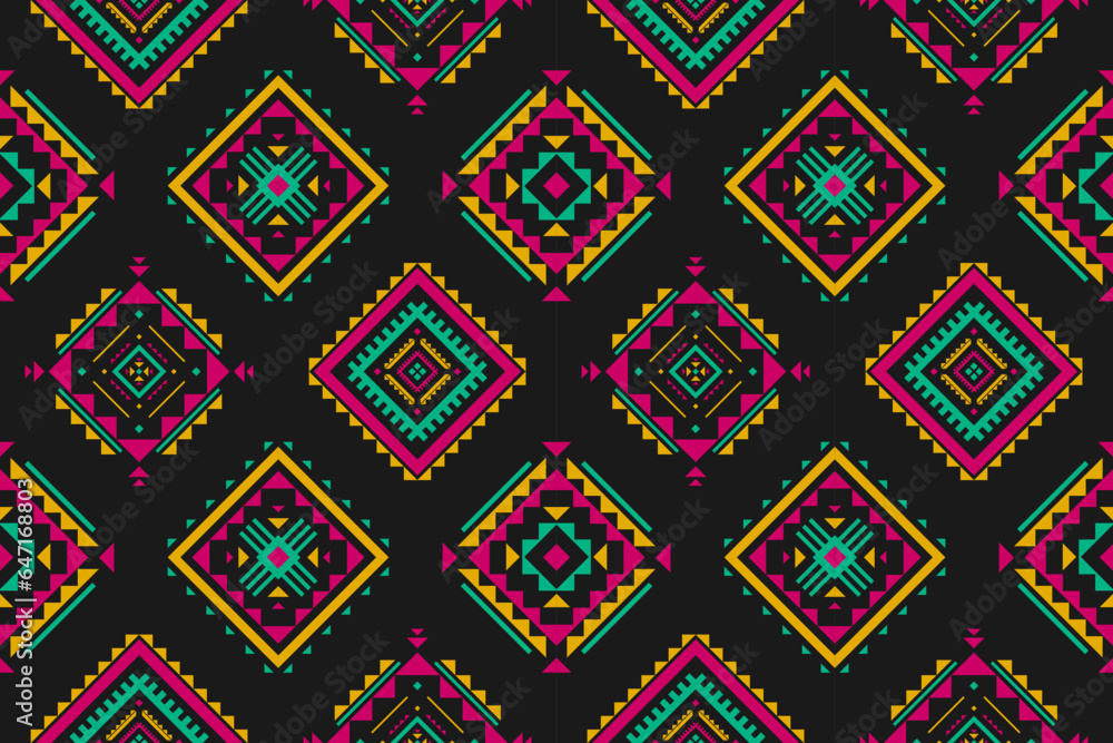 Geometric ethnic seamless pattern traditional. American, Mexican style. Aztec tribal ornament print. Design for background, wallpaper, illustration, fabric, clothing, carpet, batik, embroidery.