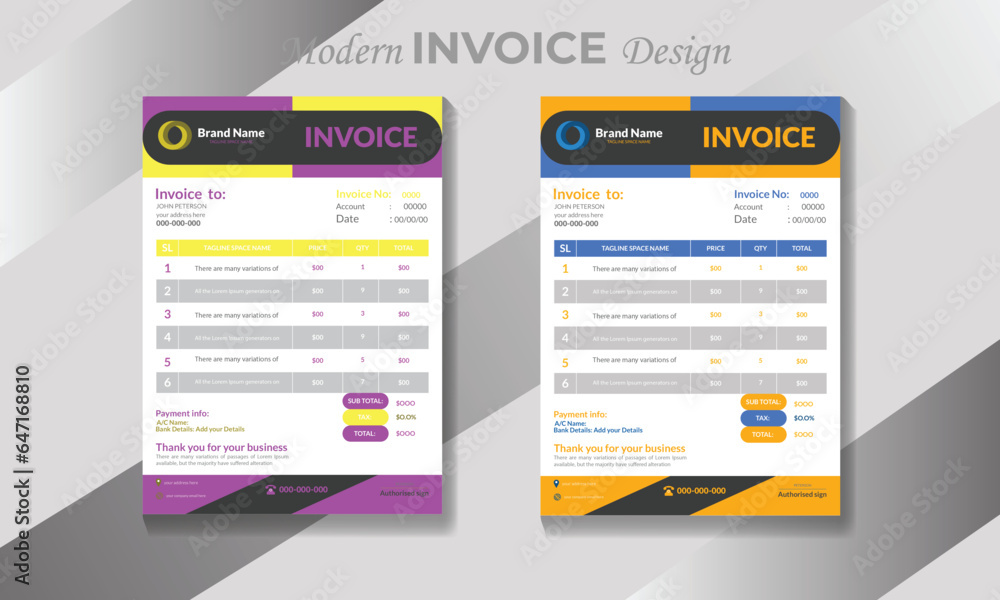 Vector creative modern invoice business template Vector creative modern invoice business template
