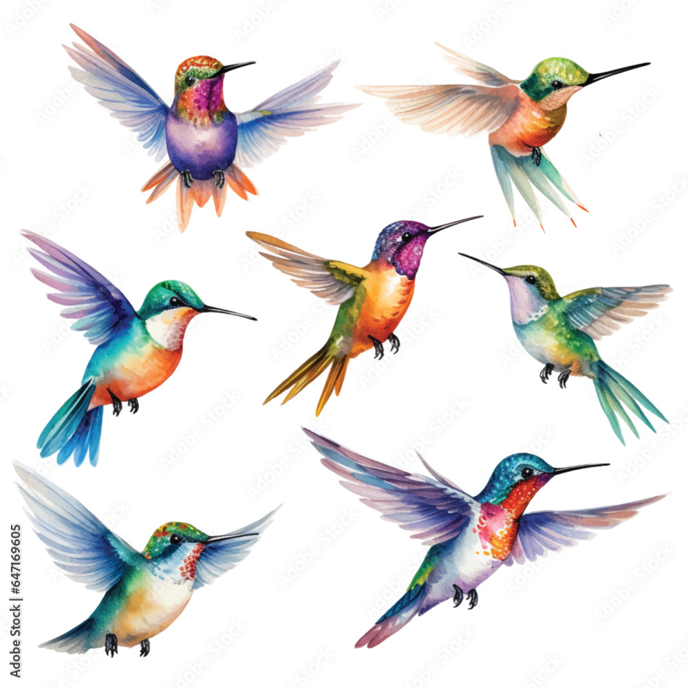 Naklejka premium Set of Hummingbird