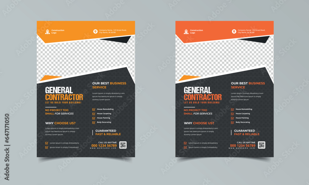 Corporate contractor tools cover a4 template and flat icons for a ...