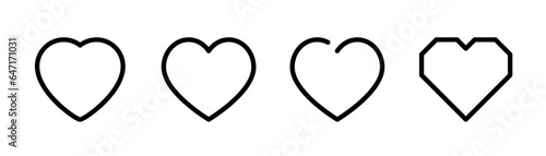 Heart icon in line. Heart shape symbol. Love illustration. Heart sign in line. Love illustration set. Stock vector