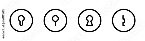 Keyhole icon in line. Lock keyhole in line. Outline key hole icons set. Password symbol. Stock vector illustration