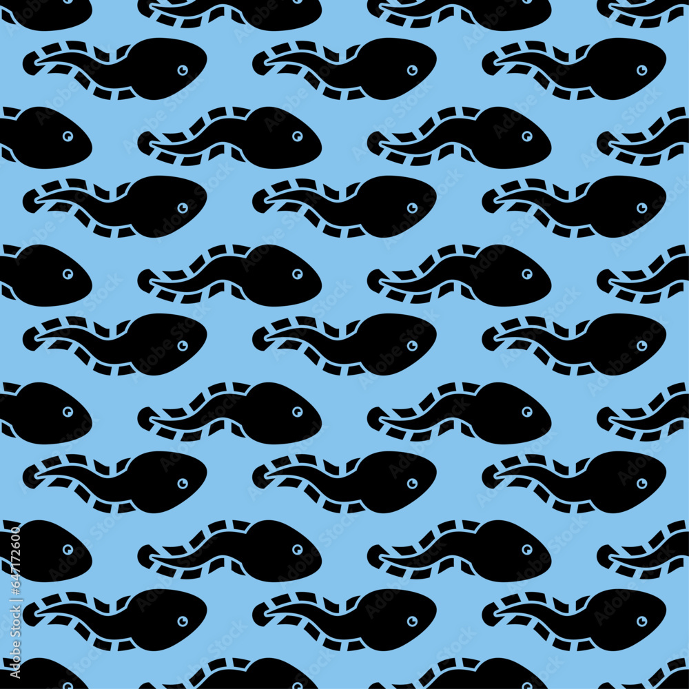 Tadpole pattern seamless. Frog larva background. Vector texture Tadpole pattern seamless. Frog larva background. Vector texture