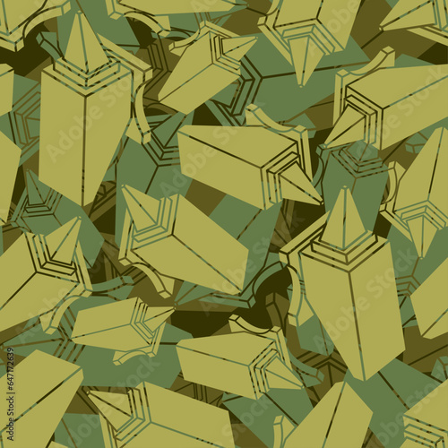 Anvil Military pattern seamless. Blacksmith tool Army background. Soldier Protective Hunting texture