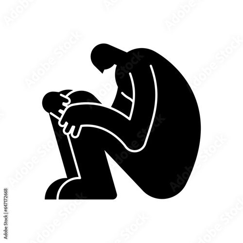 Loneliness sign icon. lonely man symbol