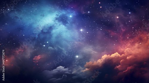 Colorful night sky with stars and nebula