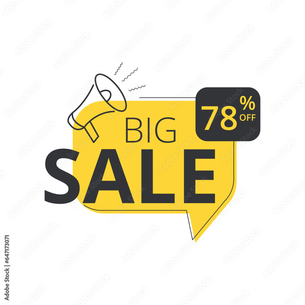 Modern big sale banner composition with abstract vector flat discount background template. Discount promotion layout banner template design up to 78% off. Vector illustration.