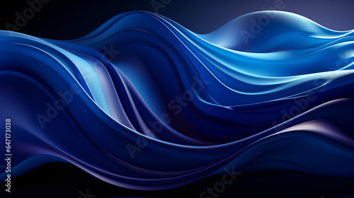 Wavy blue pattern. Abstract background with light reflection. AI generative