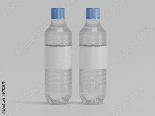 Water bottle with white level and white background 
