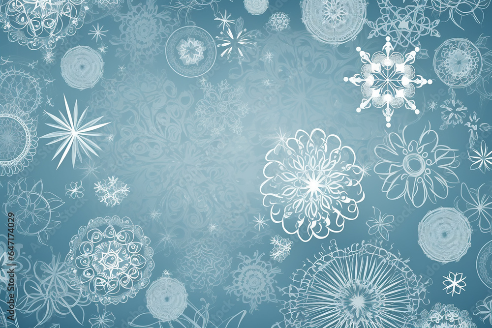 Beautiful white snowflakes on the light beautiful blue background. Generative AI Beautiful white snowflakes on the light beautiful blue background. Generative AI