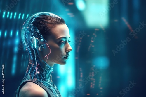 artificial intelligence in the image of a girl  technologies of the future.