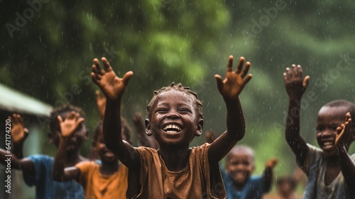 African children rejoice in the rain.