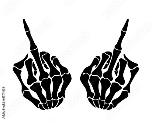 Two hands of skeleton middle finger gesture vector