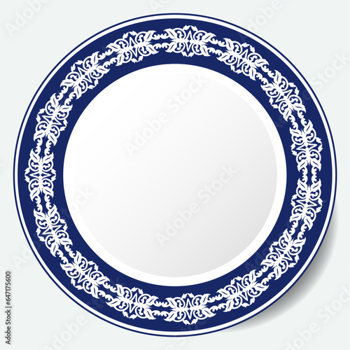 Round Frame, workpiece for your design. Ornamental elements and motifs of Kazakh, Kyrgyz, Uzbek, national Asian decor for plate, textile and print design. Circle frame. Vector. 