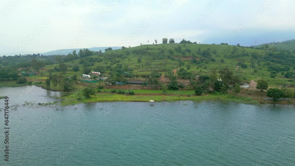 beautiful pawana lake drone view in rainy season beautiful pawana lake drone view in rainy season