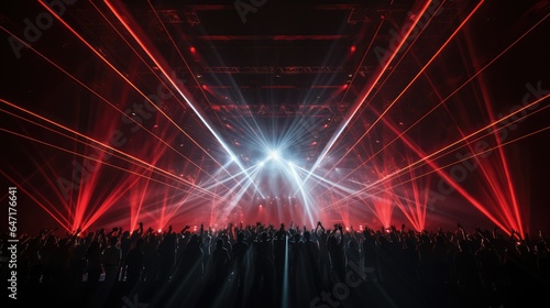 A stage show with lots of lighting effects and laser beams. © Mikołaj Rychter