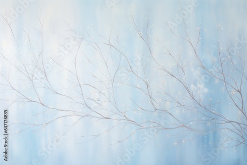 A wintry tree branch, illuminated with sparkling lights, stands out against a foggy sky, beckoning viewers to celebrate the joy of the new year, wallpaper or background, new year, christmas copy spac
