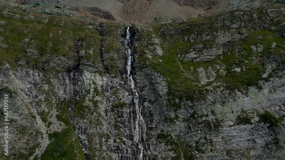 Large waterfall in the mountains. Clear pure water flowing down the mountain. Swiss Alps and the beautiful nature of Switzerland Large waterfall in the mountains. Clear pure water flowing down the mountain. Swiss Alps and the beautiful nature of Switzerland
