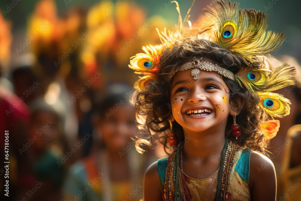 Cute indian little boy in lord krishna costume. Cute indian little boy in lord krishna costume.