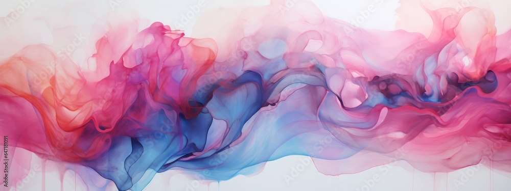 Abstract colorful pink blue color painting illustration - watercolor liquid fluid splashes texture