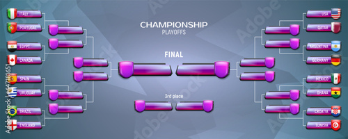 The schedule of football tournament matches. Playoffs table. Vector template for your design.
